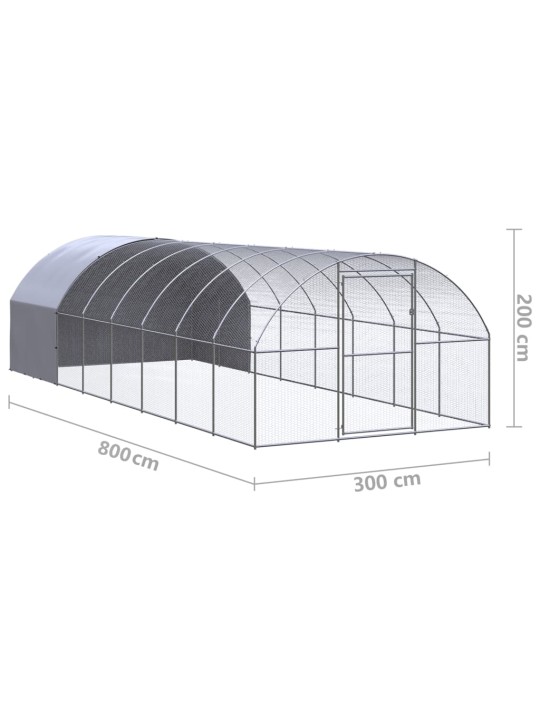 Venkovní klec pro kuřata 3 x 8 x 2 m pozinkovaná ocel