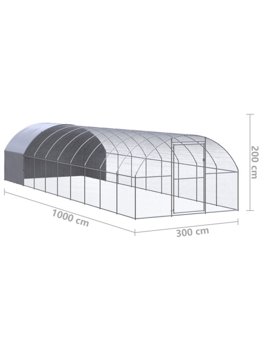 Venkovní klec pro kuřata 3 x 10 x 2 m pozinkovaná ocel