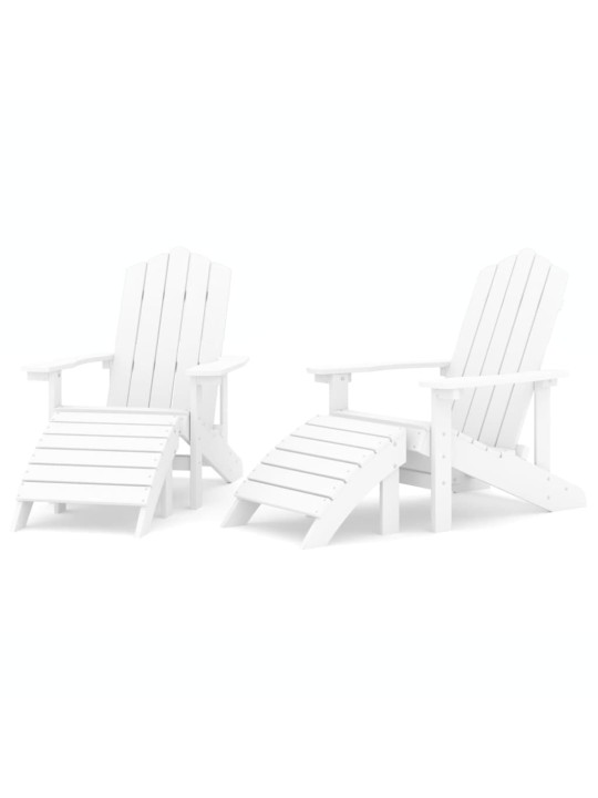 Zahradní křesla Adirondack 2 ks s podnožkami HDPE bílá