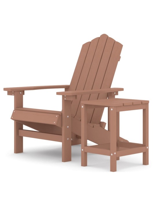 Zahradní křeslo Adirondack se stolkem HDPE hnědé