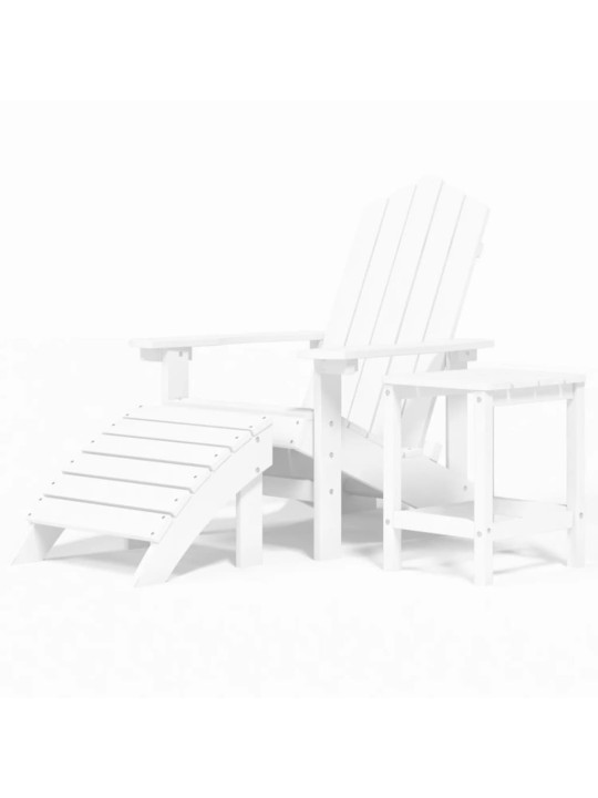 Zahradní křeslo Adirondack s podnožkou a stolkem HDPE bílé