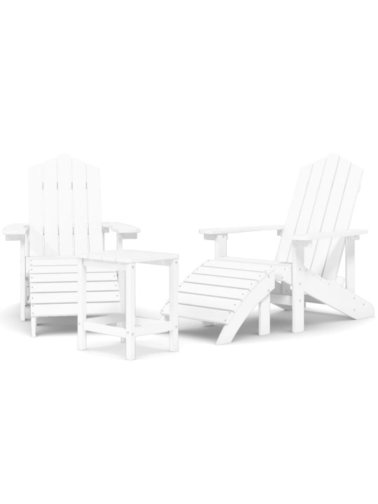 Zahradní křesla Adirondack s podnožkou a stolkem HDPE bílá