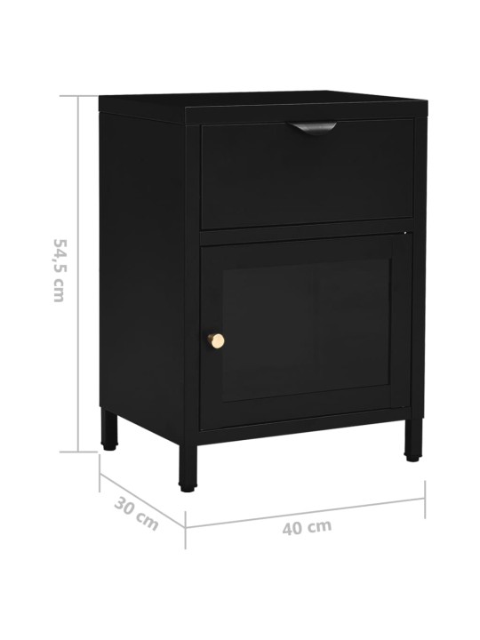Noční stolky 2 ks černé 40 x 30 x 54,5 cm ocel a sklo