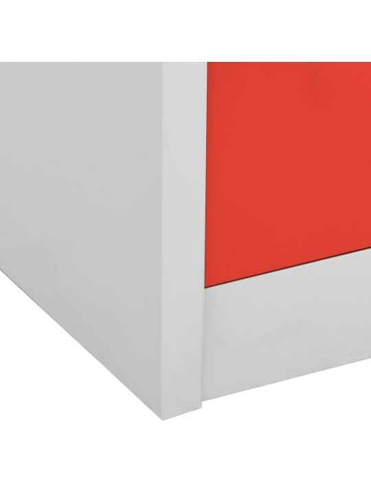 Uzamykatelné skříně 2 ks světle šedé a červené 90x45x92,5 cm