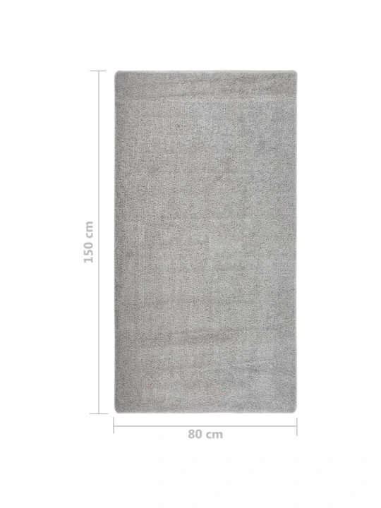 Koberec s dlouhým vlasem světle šedý 80 x 150 cm protiskluzový
