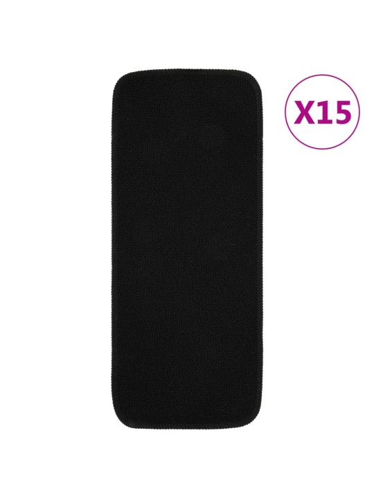 Protiskluzové nášlapy na schody 15 ks 60x25cm černé obdélníkové