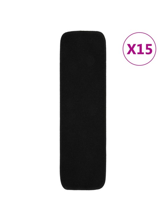 Protiskluzové nášlapy na schody 15 ks 75x20cm černé obdélníkové