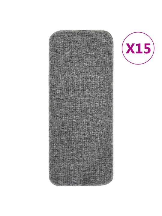 Protiskluzové nášlapy na schody 15 ks 60x25 cm šedé obdélníkové