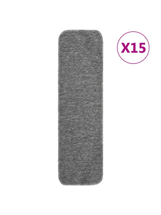 Protiskluzové nášlapy na schody 15 ks 75x20 cm šedé obdélníkové