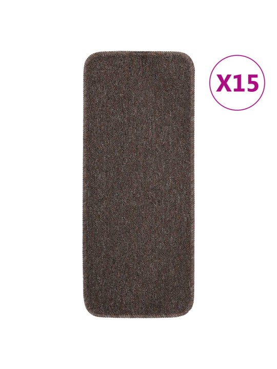 Nášlapy na schody 15 ks 60 x 25 cm hnědé protiskluzové