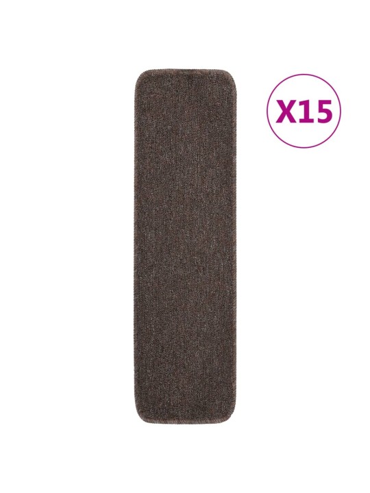 Nášlapy na schody 15 ks 75 x 20 cm hnědé protiskluzové