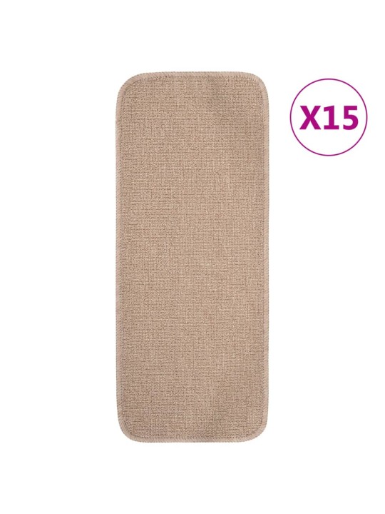 Nášlapy na schody 15 ks 60 x 25 cm béžové protiskluzové