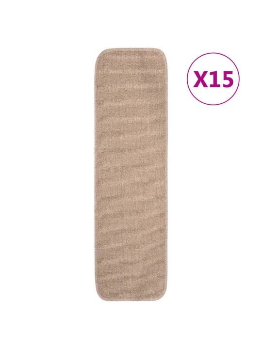 Nášlapy na schody 15 ks 75 x 20 cm béžové protiskluzové