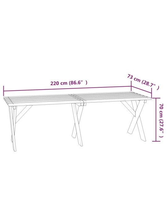 Zahradní stůl 220 x 73 x 70 cm impregnované borové dřevo