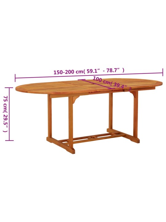Zahradní stůl 200 x 100 x 75 cm masivní eukalyptové dřevo