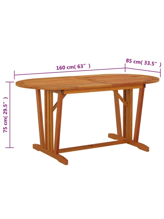 Zahradní stůl 160 x 85 x 75 cm masivní eukalyptové dřevo