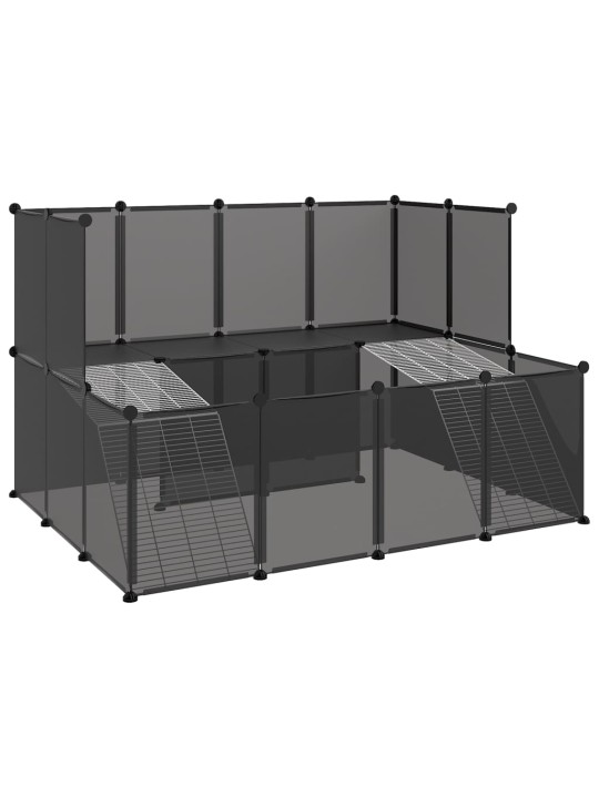 Klec pro malá zvířata černá 143 x 107 x 93 cm PP a ocel