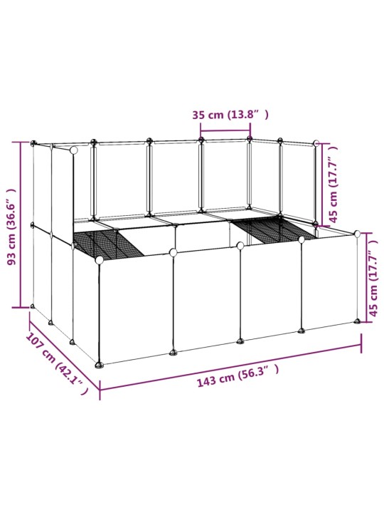 Klec pro malá zvířata černá 143 x 107 x 93 cm PP a ocel