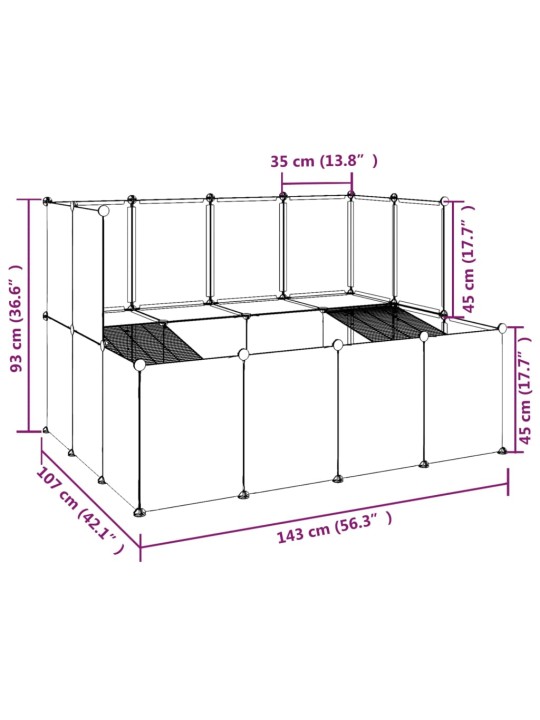 Klec pro malá zvířata průhledná 143 x 107 x 93 cm PP a ocel