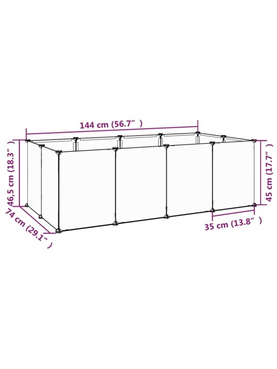 Klec pro malá zvířata černá 144 x 74 x 46,5 cm PP a ocel