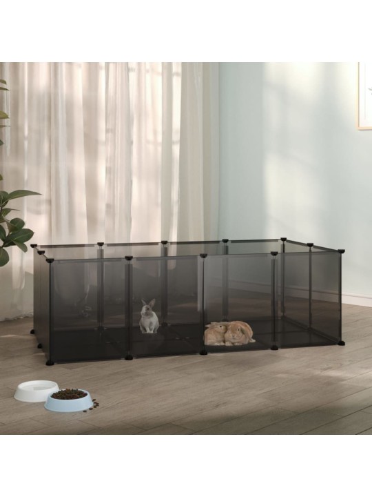Klec pro malá zvířata černá 144 x 74 x 46,5 cm PP a ocel