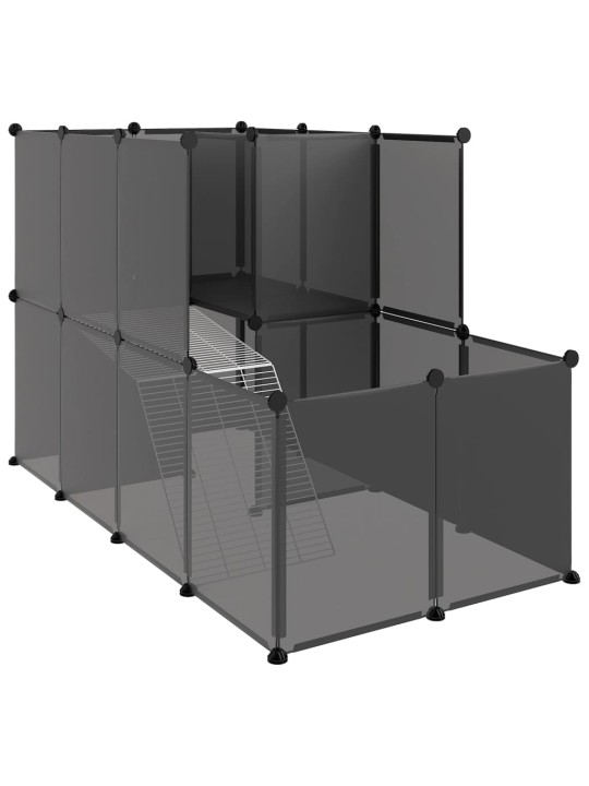 Klec pro malá zvířata černá 142 x 74 x 93 cm PP a ocel