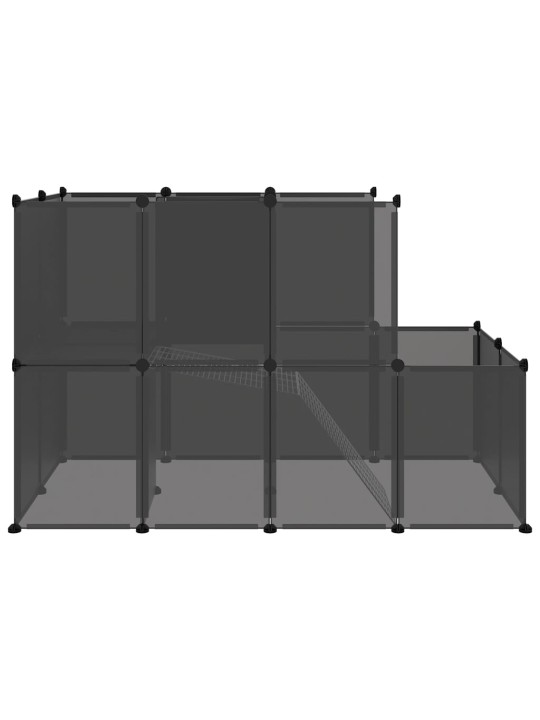Klec pro malá zvířata černá 142 x 74 x 93 cm PP a ocel