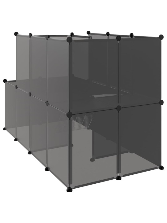 Klec pro malá zvířata černá 142 x 74 x 93 cm PP a ocel