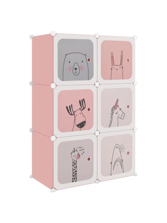 Dětská modulární skříň s 6 úložnými boxy růžová PP