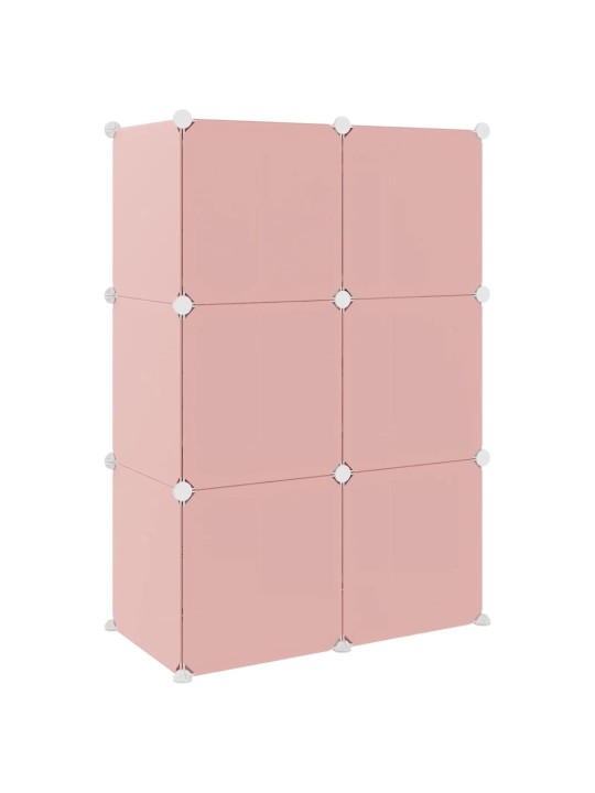 Dětská modulární skříň s 6 úložnými boxy růžová PP