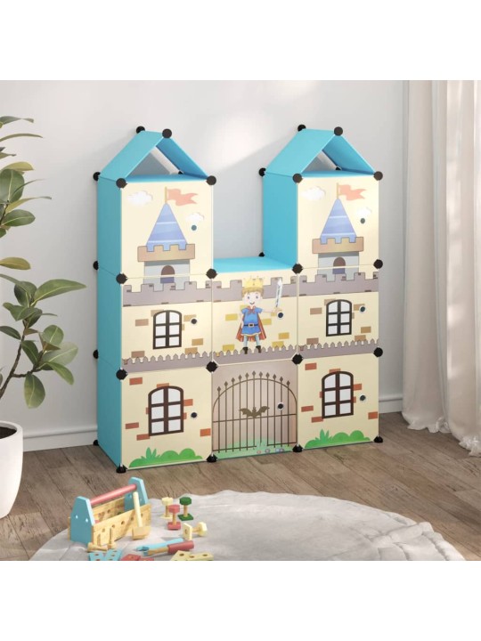 Dětská modulární skříň s 8 úložnými boxy modrá PP
