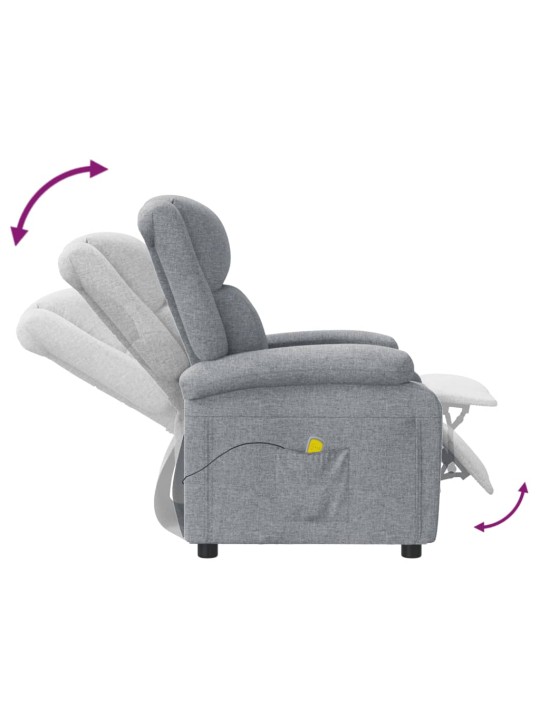 Masážní křeslo světle šedé textil