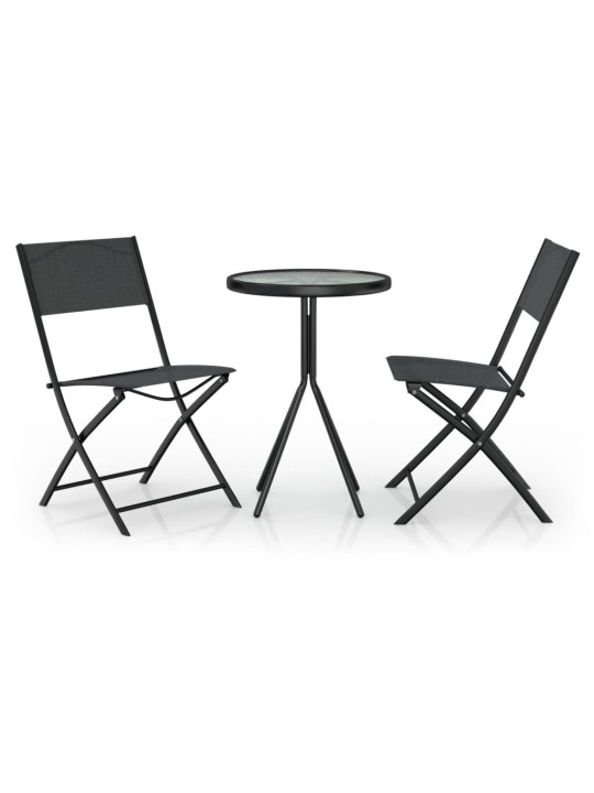 3dílný bistro set ocel černý