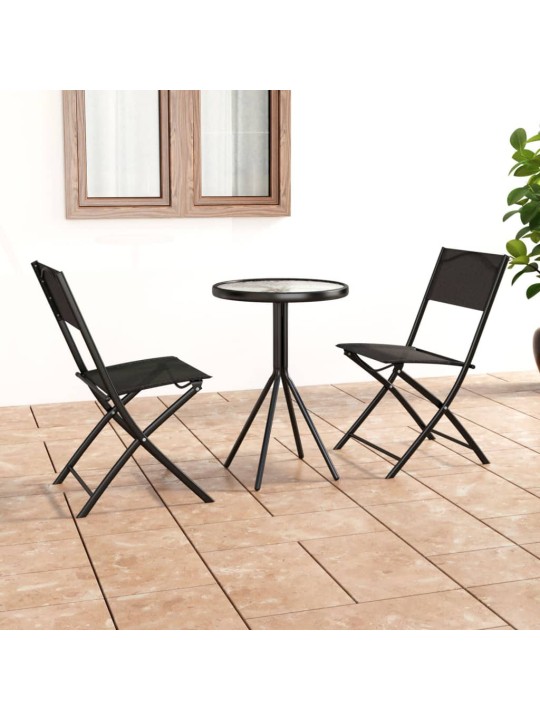 3dílný bistro set ocel černý