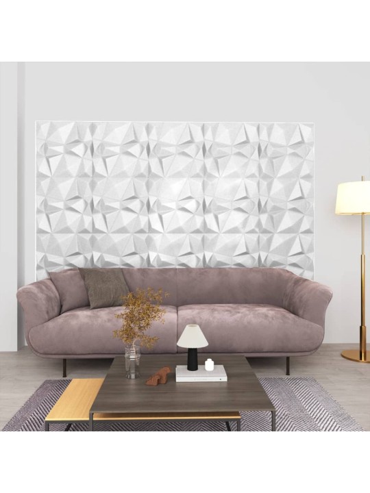 3D nástěnné panely 24 ks 50x50 cm diamond bílé 6 m²