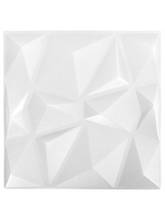 3D nástěnné panely 48 ks 50 x 50 cm diamant bílé 12 m²