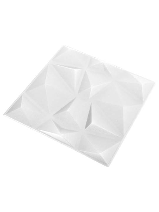 3D nástěnné panely 48 ks 50 x 50 cm diamant bílé 12 m²
