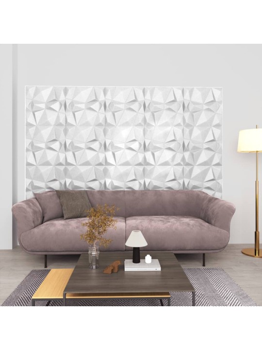 3D nástěnné panely 48 ks 50 x 50 cm diamant bílé 12 m²