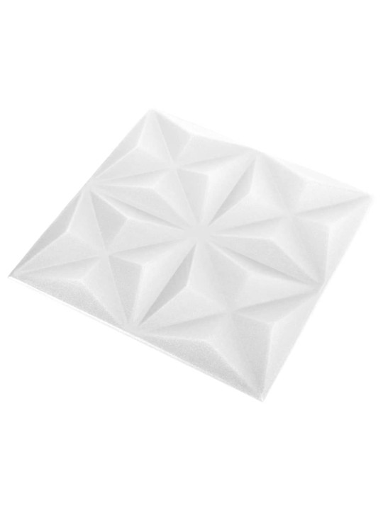 3D nástěnné panely 24 ks 50 x 50 cm origami bílé 6 m²