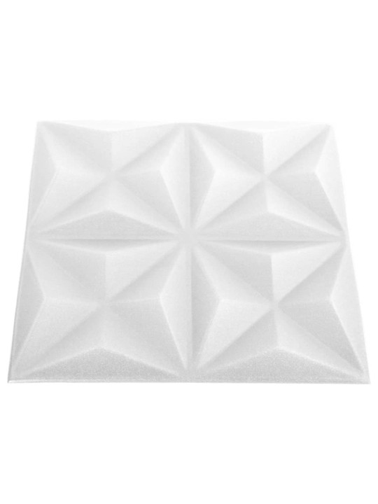 3D nástěnné panely 24 ks 50 x 50 cm origami bílé 6 m²