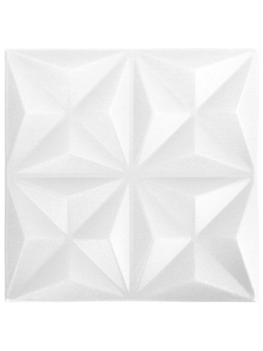 3D nástěnné panely 48 ks 50 x 50 cm origami bílé 12 m²
