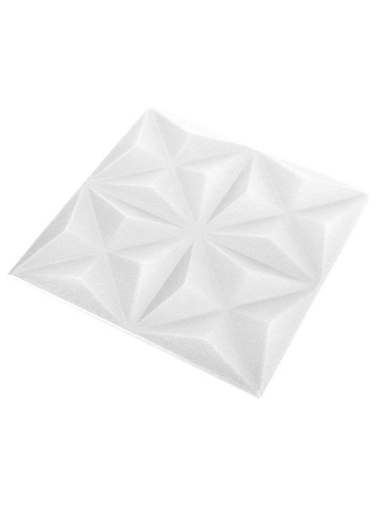 3D nástěnné panely 48 ks 50 x 50 cm origami bílé 12 m²