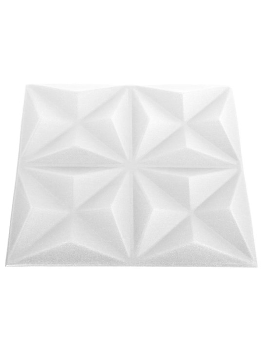 3D nástěnné panely 48 ks 50 x 50 cm origami bílé 12 m²