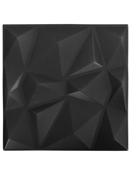 3D nástěnné panely 48 ks 50 x 50 cm diamant černé 12 m²