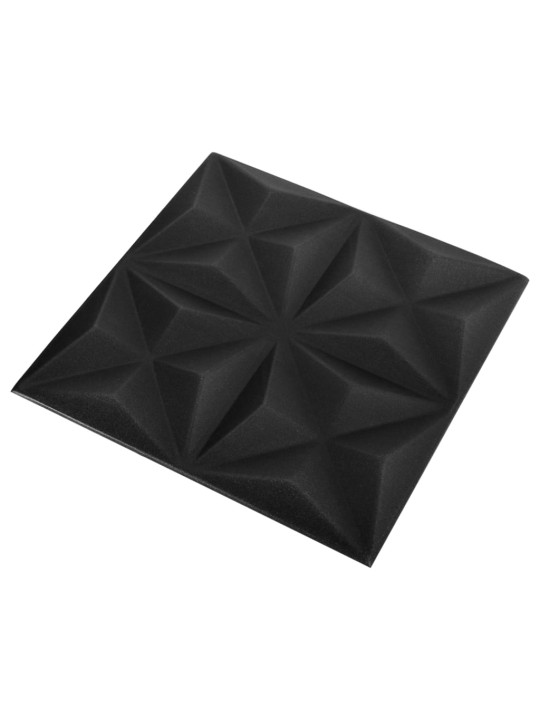 3D nástěnné panely 24 ks 50 x 50 cm origami černé 6 m²
