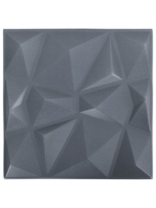 3D nástěnné panely 24 ks 50 x 50 cm diamant šedé 6 m²