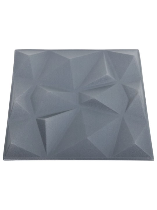 3D nástěnné panely 24 ks 50 x 50 cm diamant šedé 6 m²