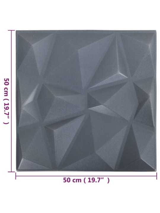 3D nástěnné panely 24 ks 50 x 50 cm diamant šedé 6 m²