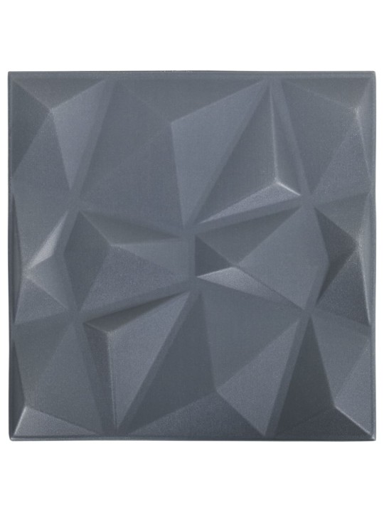 3D nástěnné panely 48 ks 50 x 50 cm diamant šedé 12 m²