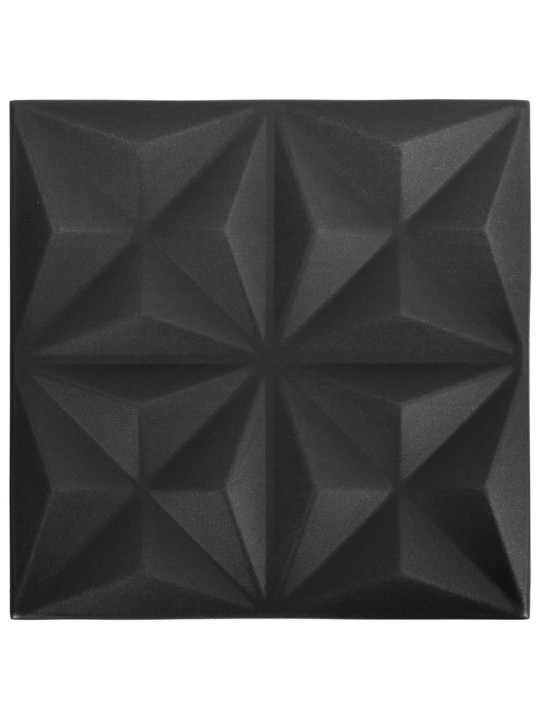 3D nástěnné panely 12 ks 50 x 50 cm origami černé 3 m²